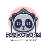 modello di logo della mascotte del fumetto della fattoria dei panda carino vettore