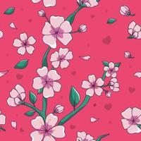modello di fiori di ciliegio rosa senza soluzione di continuità vettore