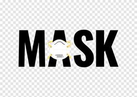 una parola maschera con maschera medica su sfondo trasparente vettore