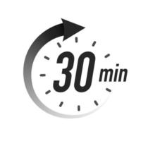 30 minuti di timer simbolo stile nero vettore