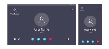 modello di interfaccia per videochiamata versione desktop e mobile vettore