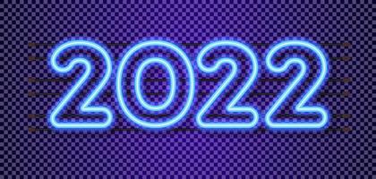 2022 segno in stile neon su sfondo trasparente vettore