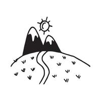 montagne in stile doodle vettore