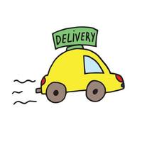 illustrazione vettoriale di auto di consegna in stile doodle