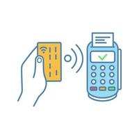icona del colore del pagamento NFC. terminale pos. terminale di pagamento. transazione senza contatto. Near Field Communication. pagamento elettronico. illustrazione vettoriale isolata