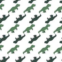 modello senza cuciture carino t-rex dino. sfondo di dinosauri divertenti in stile doodle. vettore