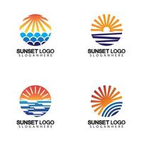 tramonto spiaggia logo simbolo illustrazione vettoriale modello di progettazione.