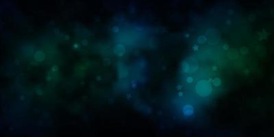 sfondo vettoriale blu scuro, verde con cerchi, stelle.