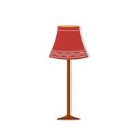 lampada da terra rossa per interni domestici, illustrazione vettoriale a colori piatta