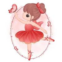 carina ballerina in abito rosso vettore