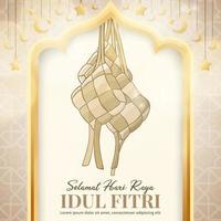 selamat hari raya idul fitri o sfondo felice eid al-fitr con decorazioni dorate vettore