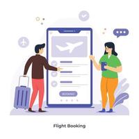 app per la prenotazione di voli online, illustrazione piatta vettore