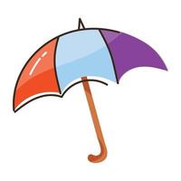 un'icona di doodle piatto modificabile dell'ombrello vettore