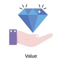 mano che tiene diamante, concetto di valore icona piatta vettore