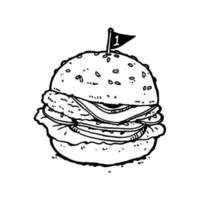 illustrazione linea di hamburger art vettore