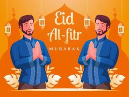 uomini musulmani che celebrano eid al fitr vettore