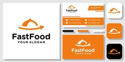 coprire il cibo freccia in avanti consegna veloce ristorante logo moderno design con modello di biglietto da visita vettore