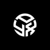pyx lettera logo design su sfondo nero. pyx iniziali creative lettera logo concept. disegno della lettera pyx. vettore