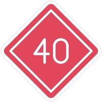 40 stile icona limite di velocità vettore
