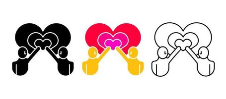 due persone tengono il cuore. icona del cuore in crescita. giornata mondiale della salute, salute-cuore e concetto di solidarietà. set di righe modificabili. set di icone colorate silhouette lineari. logo-web, design dell'icona. vettore