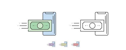 icona moderna di trasferimento di denaro veloce con l'applicazione del telefono. vettore