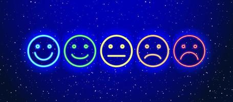 icona di emoticon colorate al neon. icona del set di emoticon al neon realistico che piange. spettacolo notturno di espressione facciale al neon. isolato su sfondo bianco. vettore