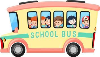 studente in scuolabus su sfondo bianco vettore