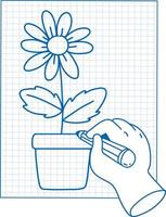 disegno di fiori su carta a griglia vettore