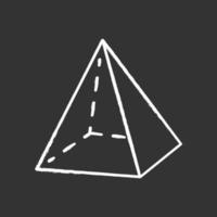 icona del gesso della piramide. figura geometrica trasparente. elemento decorativo semplice. modello dimensionale della geometria. forma astratta. forma isometrica con lati triangolari. illustrazione di lavagna vettoriale isolata