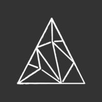 icona del gesso del triangolo poligonale. figura piatta geometrica. struttura frattale. elemento decorativo triangolare. tre angoli e lati. forma astratta. forma isometrica. illustrazione di lavagna vettoriale isolata