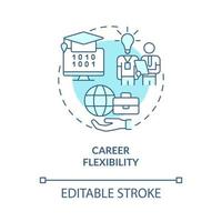 icona del concetto turchese flessibilità carriera. illustrazione di linea sottile di idea astratta di programmazione professionale. disegno di contorno isolato. tratto modificabile. roboto-medium, una miriade di caratteri pro-grassetto utilizzati vettore
