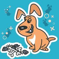 cane con l'illustrazione di vettore del fumetto dell'osso