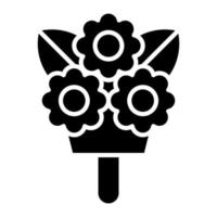 icona del glifo con bouquet di fiori vettore