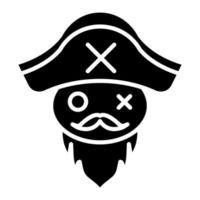 icona del glifo con barba pirata vettore