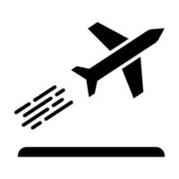 icona del glifo di partenza dell'aereo vettore