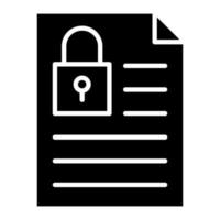 icona del glifo con documento bloccato vettore