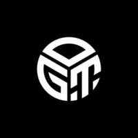 design del logo della lettera ogt su sfondo nero. ogt creative iniziali lettera logo concept. disegno della lettera ogt. vettore