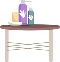 tavolo a bassa altezza con flaconi cosmetici oggetto vettore colore semi piatto