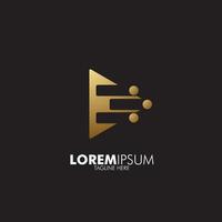 icona del logo di riproduzione dorata per società di lettori musicali e multimediali, vettore