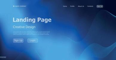 gradiente blu web template landing page sito web digitale landing page design concept - vettore