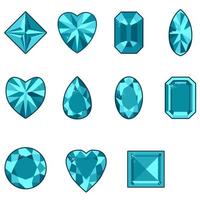 set vettoriale di diamanti di varie forme su sfondo bianco