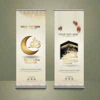 banner roll up impostato per eventi eid al adha mubarak. illustrazione vettoriale