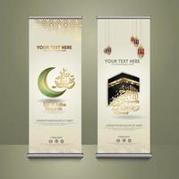 banner roll up impostato per eventi eid al adha mubarak. illustrazione vettoriale