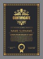 progettazione del certificato. modello di confine valuta diploma. sfondo del premio del buono regalo di colore scuro. vettore