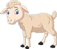 cartone animato felice agnello isolato su sfondo bianco vettore