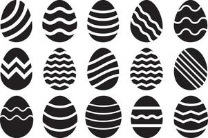 set di uova nere. decorazione buona pasqua. set di uova nere di pasqua. set di uova di Pasqua vettore