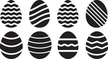 set di uova di Pasqua. set di uova nere. decorazione buona pasqua. set di uova nere di pasqua. uovo di Pasqua. ornamento di uova di Pasqua set di uova nere piatte silhouette vettore