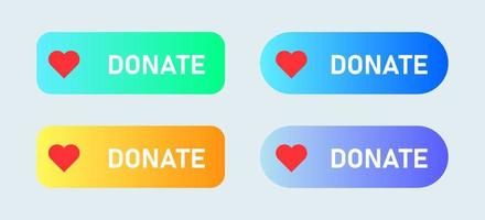 icona del pulsante donazione. raccolta di icone di donazione in colori sfumati. vettore