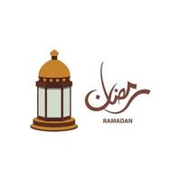 ramadan saluto islamico design line moschea cupola con lanterna e calligrafia a motivi arabi vettore