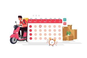 vettore della data di consegna. segno piatto riempito per concept mobile e web design. calendario con icona del glifo della scatola del pacchetto. simbolo, illustrazione del logo.